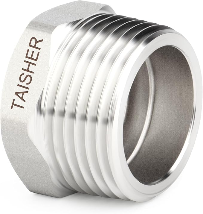 TAISHER 10PCS 304 Stainless Steel New Reducer Hex Bushing, 1/2" NPT Male x 1/4" NPT Female, Reducing Pipe Adapter Fitting