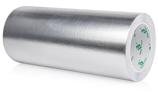 BOMEI PACK Adhesive Aluminum Foil Heat Shield Tape Barrier, Fiberglass Thermal Insulation Reflective Material High Temp Protection (10inch x 66ft)