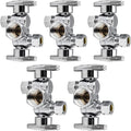 5-Pack EFIELD 1/4 Turn Dual Compression Outlet Angle Stop Valve with 2 Shut Off Valve/Handles, 1/2" Fip Iron Pipe x (3/8 inch x 3/8 inch) Chrome Plated,(VALVE140-5PCS)