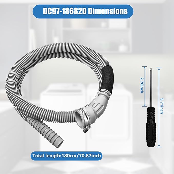 DC97-18682D Washer Drain Hose Assembly for Samsung Washer Drain Tube Replacement Compatible with DC97-18682B DC97-18682C DC97-18682E