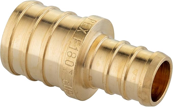 (Pack of 10) EFIELD Barb Crimp Pex 1/2 Inch x 3/4 Inch Reducing Coupling Brass Fitting,(PEX1807012)