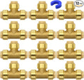 12 Pack Push-to-Connect Plumbing Fittings, 1/2" Pushfit Tee Fittings with Disconnect Clip for Copper, PEX, CPVC Pipe
