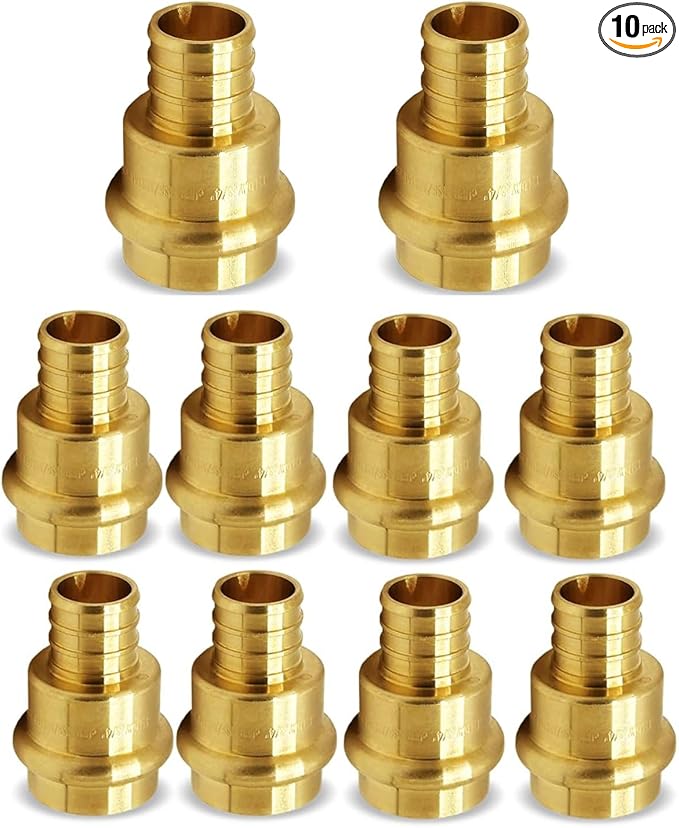 Generic PEX Coupling Brass 1/2 Inch Adapters for Copper - 1/2 inch Press - PEX Pipe Connection Press Fittings (Pack of 10)