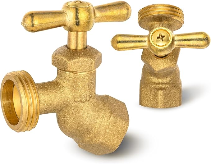 HeSun 30-Pack Brass No-Kink Hose Bibb Valve, 3/4" FIP Inlet x 3/4" MHT Outlet, Garden Hose Faucet/Valve(BIBCOCK010-30)