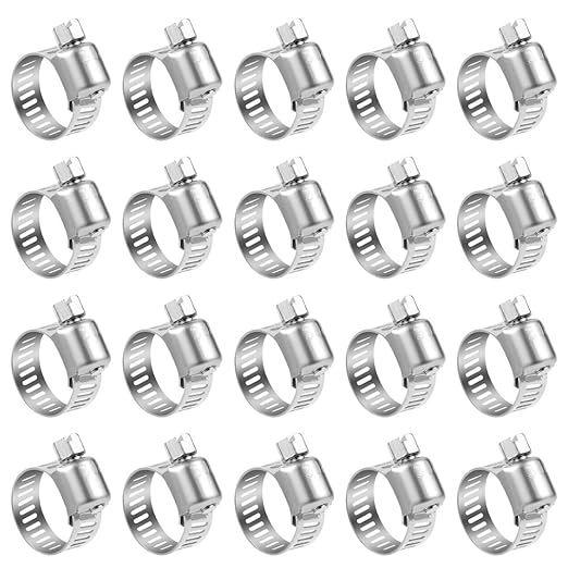LOKMAN 20 Pack Stainless Steel Hose Clamp Adjustable 3/4'' - 1-1/8'' (19-29mm) Worm Gear Hose Clamp, Metal Fuel Line Pipe Clamp for Plumbing, Automotive And Mechanical Application