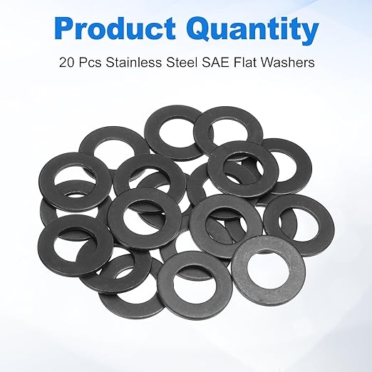 uxcell 20Pcs M14 Fender Washers, Carbon Steel Flat Washer 28mm OD, 2mm Thickness, Metal Gasket for Screws and Bolts, Black Oxide