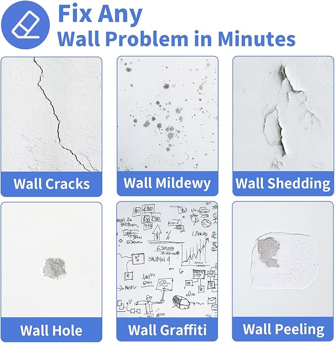 Drywall Repair Kit (18 oz) - Spackle Wall Repair Paste with Scraper & Self-Adhesive Mesh - Quick Dry, Waterproof Wall Mending Agent for Holes, Cracks, Nail Holes, Dents, Graffiti (White)