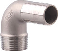 DERNORD 1" Hose Barb x 1" Male NPT Stainless Steel 90 Degree Elbow- Home Brew Pipe Fitting