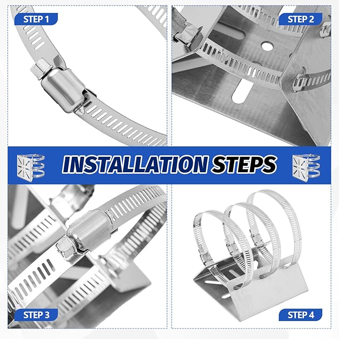 3 Pcs Universal Vertical Pole Mount for Security Camera Wall Mounting Bracket with 6 Loops Solid Metal Pole Bracket for CCTV Camera Indoor Outdoor Solar Panel LED Wall/ Stage Light (Gray)