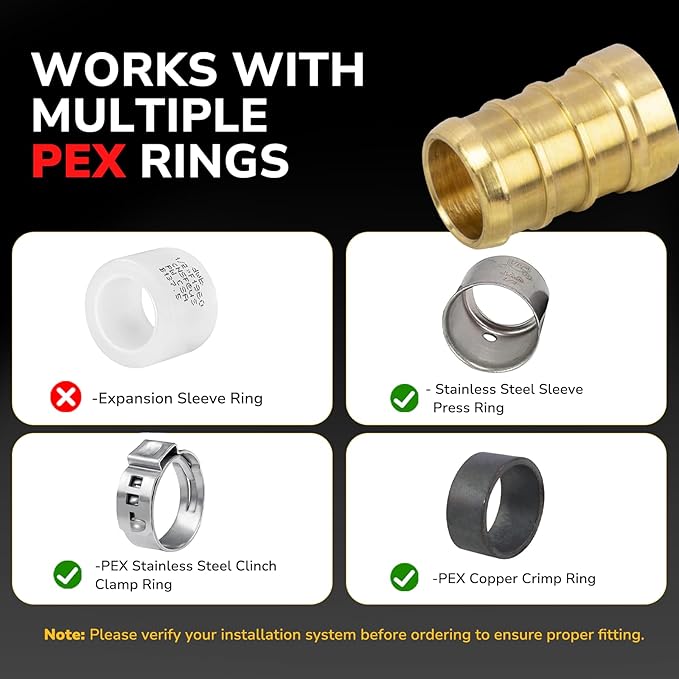 10 Pack 1/2" Pex Plug End Cap, Pex Fittings, Heavy-Duty Brass Crimp Fittings for PEX Pipes with Leak-Resistant Construction, NSF & UPC Certified