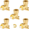 Push-fit Drop Ear Elbow,3/4 Inch Push Fit x 3/4 Inch Female NPT Drop-ear Elbow with Disconnect Clip, Push Fittings for Copper, PE-RT, CPVC Pipe(Pack of 5)(PF073-5Pack)