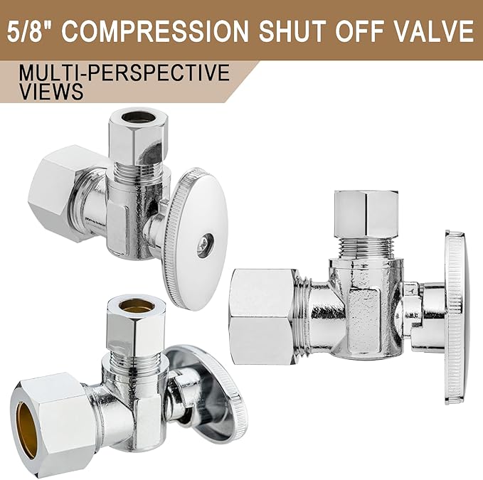 [10 Pieces] Lingmfg Angle Valve Shut Off Valve 5/8" Compression x 3/8" Compression LING-AV38-5/8COMP-A-10