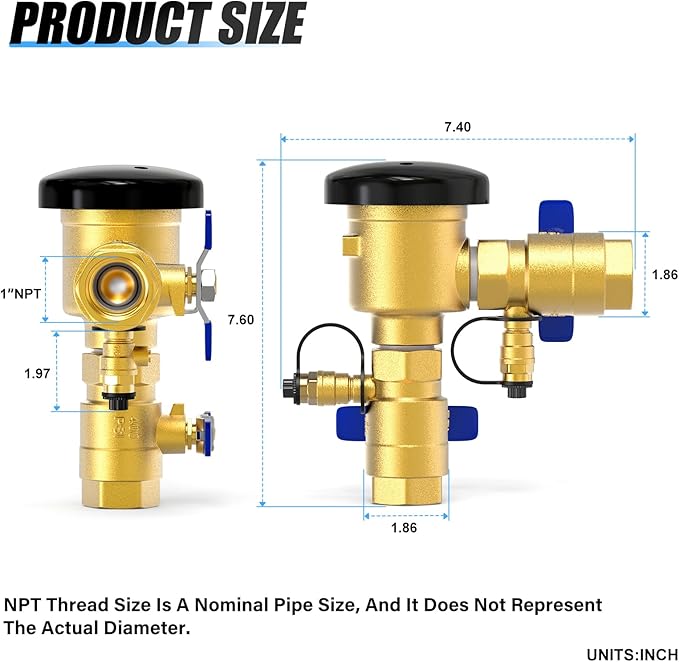 MEANLIN MEASURE 1" Pressure Vacuum Breaker Assembly, Brass Backflow Preventer Valve, Max 400Psi, for Lawn Irrigation System and Commercial Water Supply Systems with 720A-Style Installations