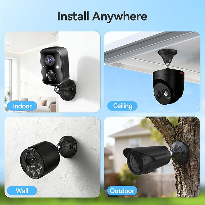 Magnetic Wall Mount for Security Cameras, Universal 1/4″ Screw, Adjustable Angle, Strong Magnet, No-Drill, Indoor/Outdoor, Tabletop & Wall Cameras, Compatible with Ring, Arlo, Wyze(Black, 2 Pack)