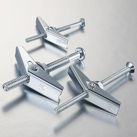 (30 pcs) 1/8" Heavy Duty Drywall Anchors and Screws,Toggle Bolts and Wing Nuts Set, Hollow Drywall Anchors Bolts Screws Assortment Kit for Hanging Lamps Heavy Items