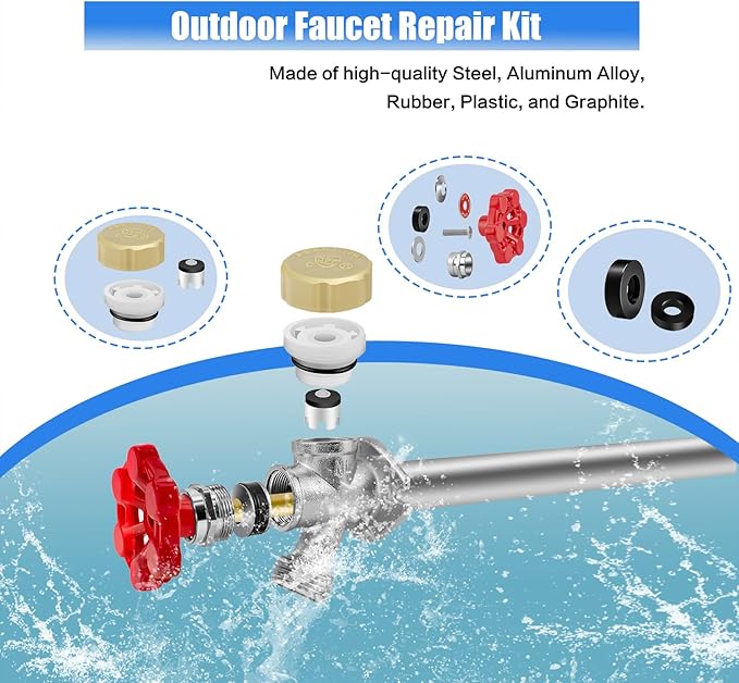 Jingzan 2 Sets Outdoor Faucet Repair Kit, ASSE 1019-A Vacuum Breaker and Handle Replacement Kit, Compatible with Anti-Siphon Frost-Free Sillcock Valves & Wall Hydrant (2 Sets Repair Kit)