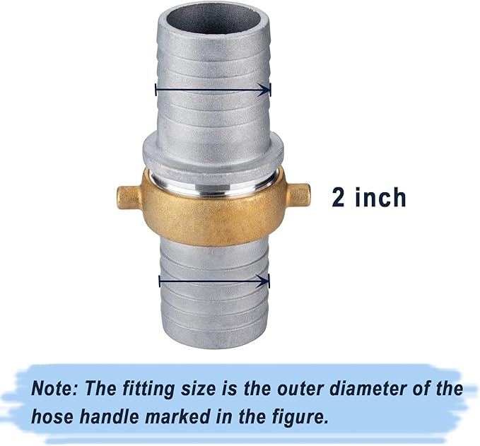 EASTRANS Aluminum Pin Lug Hose Fitting Set, 2" Hose Shank Coupling Set with 2 Clamps