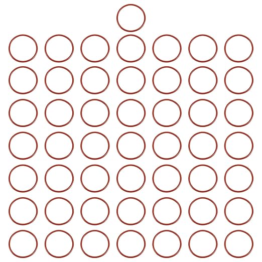 MECCANIXITY Silicone O-Ring 32mm ID 36mm OD 2mm Width Metric VMQ Sealing Gasket Replacement 50A Durometer for Plumbing Compressor Faucets Valves Repair (Red, Pack of 50)
