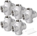 TAISHER 5PCS Stainless Steel 4 Way Pipe Fittings, 1/4" x 1/4" x 1/4" x 1/4" NPT Female Pipe Fittings
