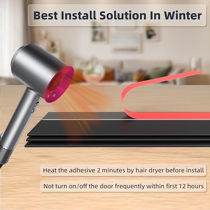 78" Door Draft Stopper for Bottom of Door, Under Door Gap Filler for Winter Cold Insulation, Door Sweep for Exterior & Interior, Weather Stripping Door Seal Blocker Noise Dust, Black
