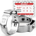 Newdeli 60pcs 1/2 inch Pex Crimp Rings Stainless Steel PEX Clamps Single Ear Hose Clamps Pex Fittings Cinch Pinch Clamp for Pipe Tubing Plumbing