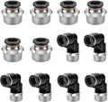 12 Pcs Push to Connect Fittings 3/8 Inch Tube OD x 1/2 Inch NPT Thread Pneumatic Male Straight and Elbow Quick Connect Air line fittings
