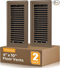 Floor Register 4x10, Floor Vent Covers Brown, 2 Pack Heavy Duty Steel Walkable Floor Grates, for Sidewall and Floor