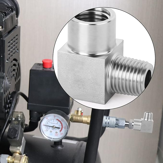 TAISHER 2PCS 304 Stainless Steel Square 90 Degree Barstock Street Elbow, 1/2 Inch NPT Male Pipe to 1/2 Inch NPT Female 304 Stainless Pipe Fitting