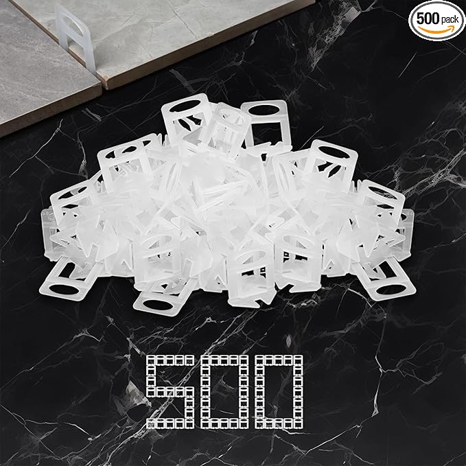 Storystore Tile Leveling Clips Tiles Leveler Spacers - 500 Spacers Tile Leveling System 1/16 Inch Clips Lippage Free Tile and Stone Installation for PRO and DIY