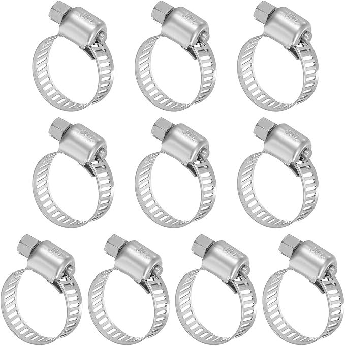 MECCANIXITY Stainless Steel Hose Clamp, Worm Gear Clamp Adjustable 1/2"- 3/4"(13-19mm) Fuel Line Hose Clamps Duct Clamp for Pipe Plumbing Automotive Mechanical (Pack of 10)