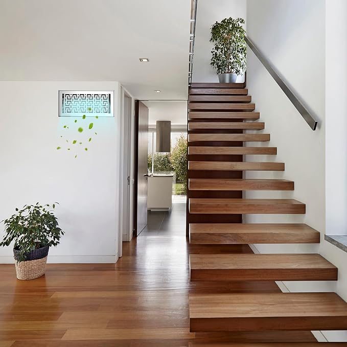 Floor Registers 6x14 Inches - 3 Pack Heavy Duty Walkable Steel Floor Vents Ease Adjust Air Flow Direction Vent Covers for Home Floor Satin Nickel Floor Vent Covers