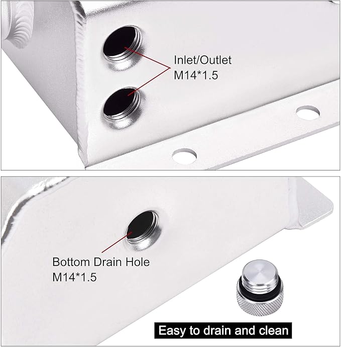EVIL ENERGY Coolant Overflow Tank, Aluminum Coolant Reservoir Tank with Hose Kits, Universal Radiator Expansion Tanks 1L