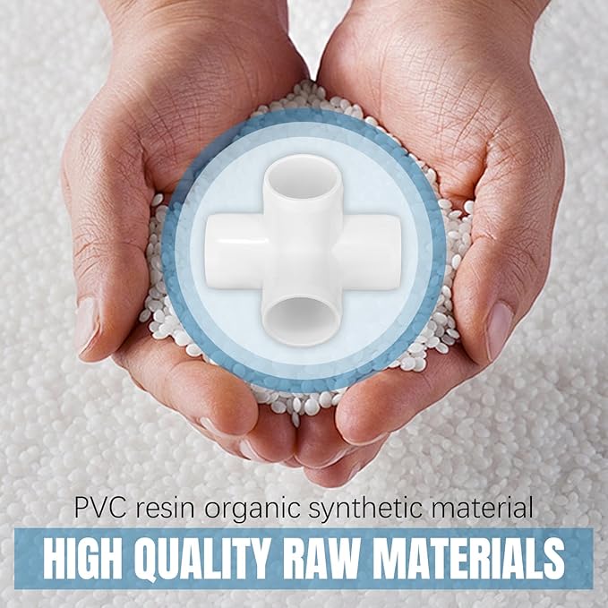 4-way PVC Fittings, 1-inch Furniture Grade Elbow Fittings, 4-way Side Outlet Tee Fittings, Tent PVC Connectors and Greenhouse Pipe Fittings(12 packs)