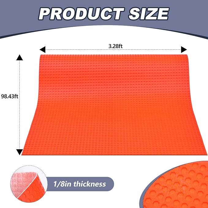 323 Sqft Uncoupling Membrane for Tile 1/8''(3mm) Thick Waterproofing Membrane Crack Prevention Anti Fracture Flooring Underlayment for Bathroom Shower Kitchen Basement(Orange)