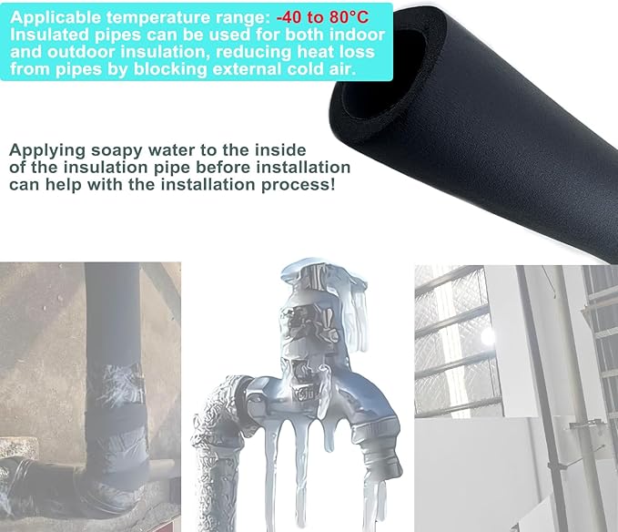 Insulation Foam Pipe 2-3/8 inches ID ,6 feet Long, Used for air Conditioning Pipe Insulation, Outdoor Water Pipes and Table Corner Protection,Black