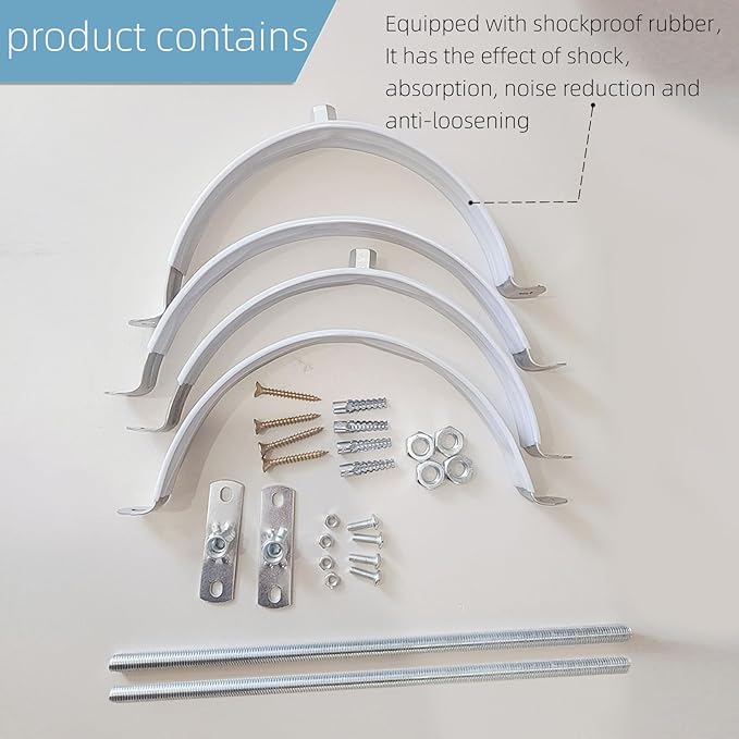 2 Sets 8 Inch Adjustable Pipe Bracket，Heavy Duty Galvanized Iron Stove Pipe Hanger Strap，Wall Support Chimney Pipe Holder，Round Split Ring Vent Conduit Carrier Kit，with All Mounting Screws