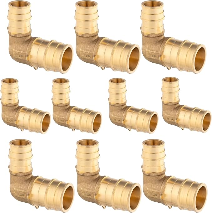 1 X 3/4Inch PEX-A Expansion Fittings,F1960 Brass Elbow,PEX Expansion Fittings Elbow For Pex A Tubing（10 PACK)(PEX1960039-10Pack)