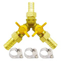 Brass 3 Way Shut-Off Valve, 3/4" Hose Barb 2 Switch Y Shaped Ball Valve Water/Fuel/Air