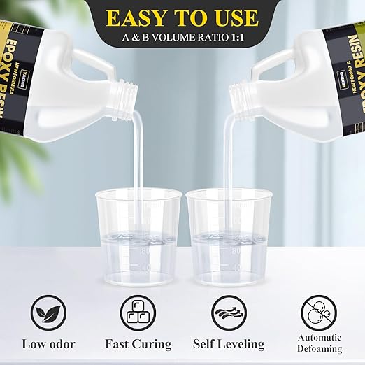 TAKIMO 1 Gallon 3×UV Resistant Resin Kit,No Bubble & Crystal Clear Epoxy Resin for Coating, Casting, Table Top,DIY, Bar Top, River Tables, Resin Art, Wood with High Gloss Finish