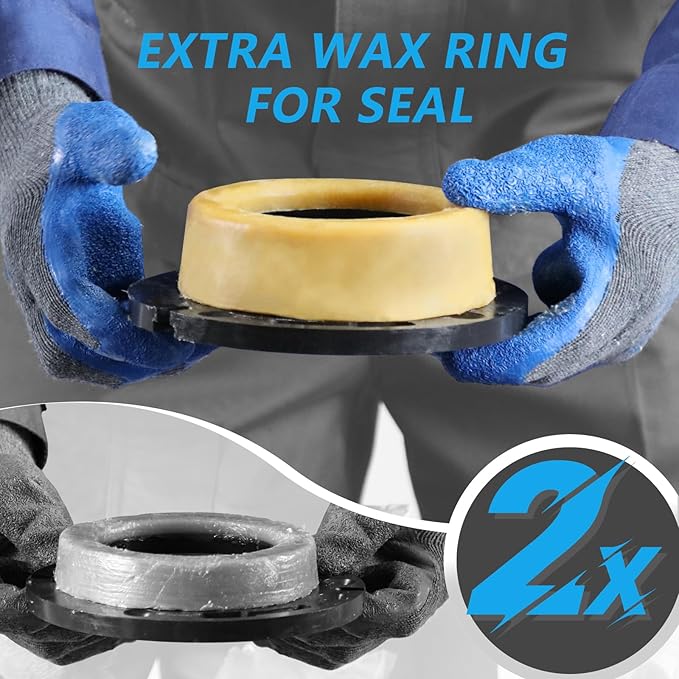 Toilet Flange Extra Thick with Toilet Wax Ring Replacement Kit, Include Wax Ring Bolts PVC Toilet Flange Repair Kit for 3" or 4" Pipes, Fit Toilet Install & Repair