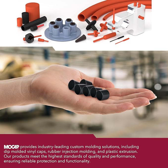 MOCAP Red Center Pull Tapered Plug - OD 0.471-0.547"(12-13.9mm), Flange OD 0.690"(17.5mm), Length 0.440"(11.2mm) - Replacement End Plug- Tapered Plug Cap for Holes, Pipe, Fittings & More (Pack of 900)