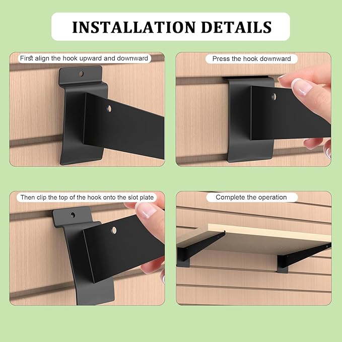 18 Pack Slatwall Shelf Bracket 12 inch, Heavy Duty Metal Shelf Brackets for Shelves,Black Slat Wall Shelf Bracket Slatwall Accessories with Lip for Slatwall Panels Shelving Display Home Commercial
