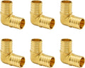 SUNGATOR 6-Pack 1 Inch 90 Degree Elbow PEX Fittings, No Lead Brass Crimp for PEX Tubing