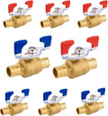 8PCS Foskan 3/4" PEX Crimp Ball Valve, Brass Full Port Shut-off Valve with Blue/Red Butterfly Handle for Portable Water Poject