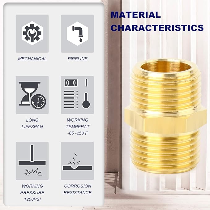 ChillWaves 1/8" NPT Brass Pipe Fitting Kit, 6 × 1/8" NPT Male Hex Nipple，6 × 1/8" NPT Female Hex Coupling，Thread Adapter（12-PACK）
