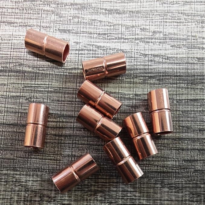 Joywayus 10PCS 1/4" ID Copper Coupling with Dimple Stop Straight Sweat Pipe Fitting Pressure Plumbing Solder Connection