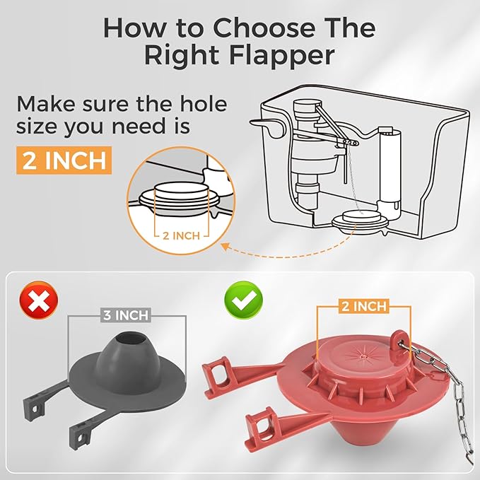 Universal Toilet Flusher Replacement Kit, Fill Valve, 2-Inch Flapper, Toilet Handle Lever, Adjustable, Quiet, Easy to Install, Complete Toilet Parts Inside Tank Kit (Red, 2-Pack)