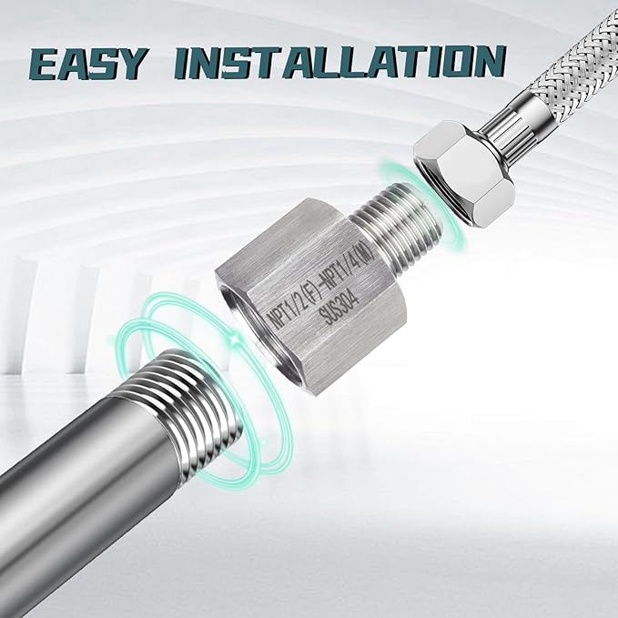 2 pieces Npt1/8 Female to Npt1/8 Male Reducer,1/8-1/8Water pipe Adapter, Fabricate of 304 Stainless Steel