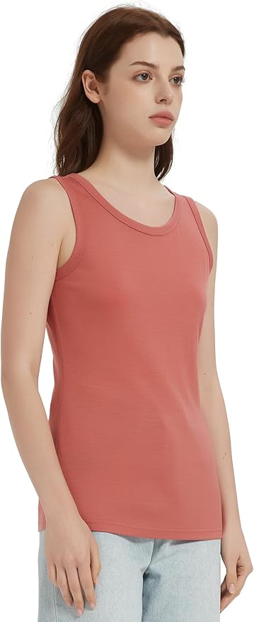 100% Merino Wool Tank Top for Women, Scoop Neck, Active Lightweight Breathable Undershirt, No-Odor Base Layer