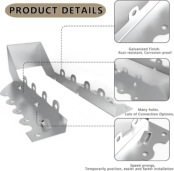 25pcs 2x8 Joist Hangers with Screws, 20-Gauge Galvanizing Face Mount Joist Hanger for Wood Posts, Hurricane Rafter Ties Clips, 2x8 Brackets for Floor Deck and Ceiling Trusses, Lumber Beam Connectors